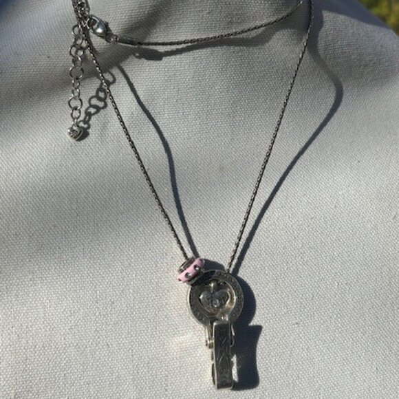 BRIGHTON Floating HEART Silver Lanyard/ID/Badge HOLDER NECKLACE - Picture 4 of 7